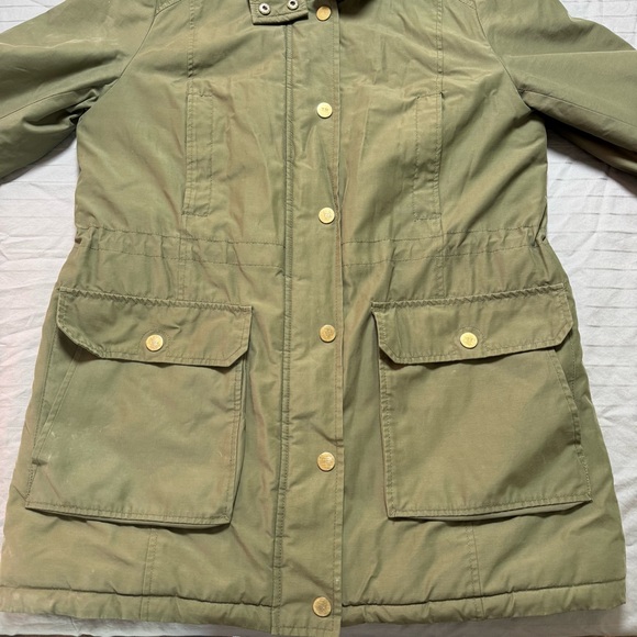 Tommy Hilfiger Womens Faux Fur Trim Hood Snap Button Parka Jacket Olive Large - Picture 3 of 12